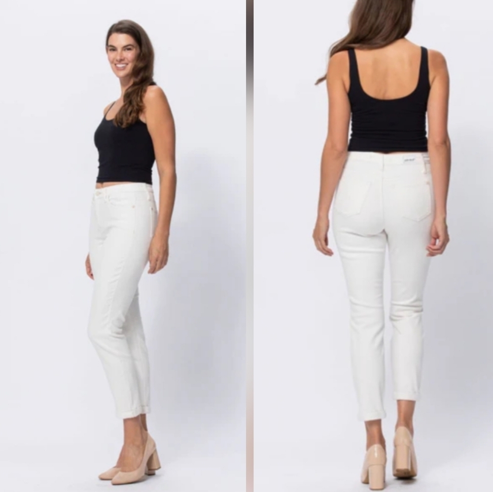 Judy Blue Boyfriend Fit Jeans Ecru Cream